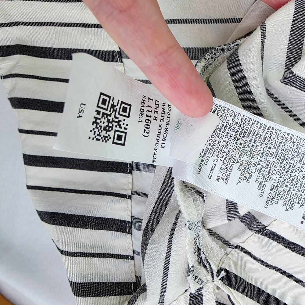 Old Navy Mini Shirt Dress Large Gray White Stripe Collar Preppy Academia Office - Picture 14 of 16